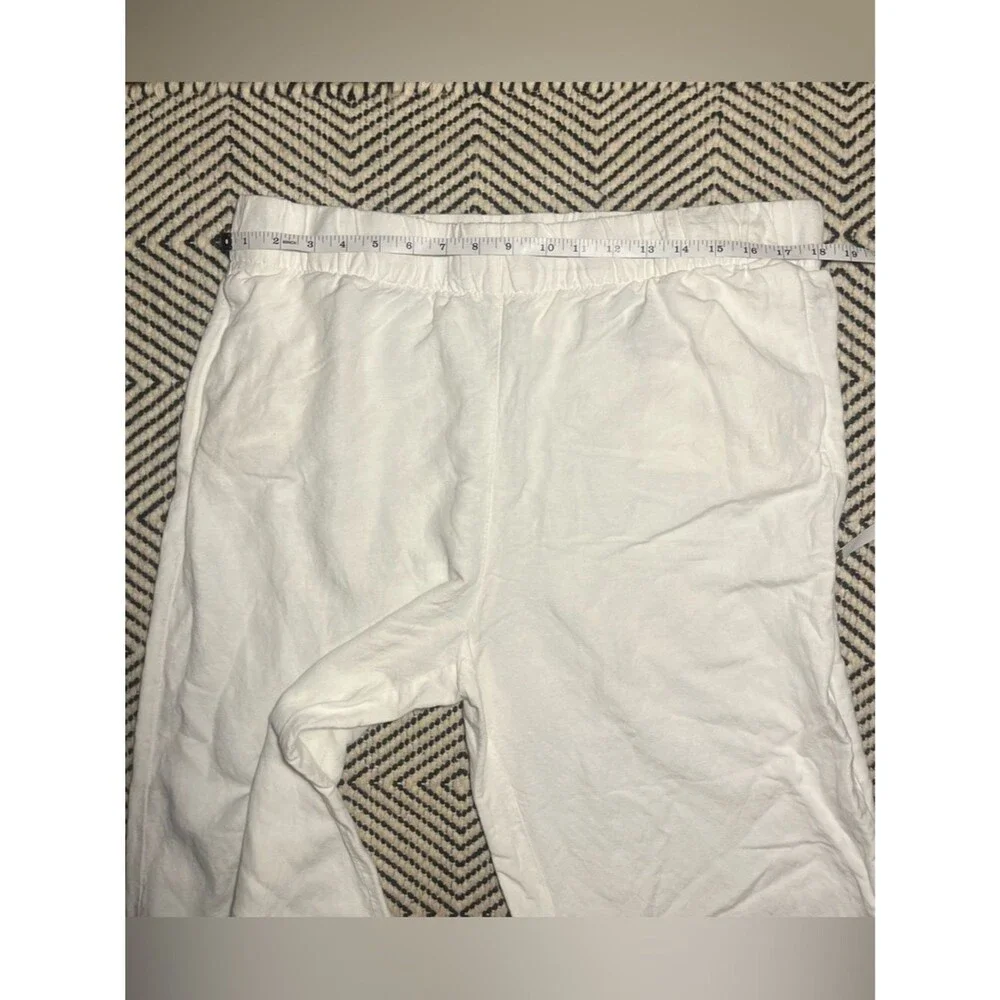 Classic White Linen Pants elastic waist size L summer spring vacation